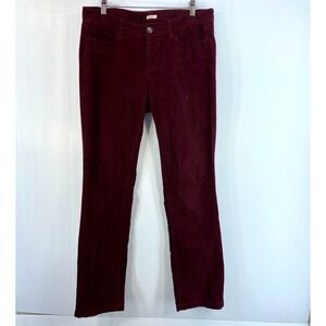J Crew Factory Matchstick Burgundy Maroon Corduroy‎ Low Rise Pants Womens 29R